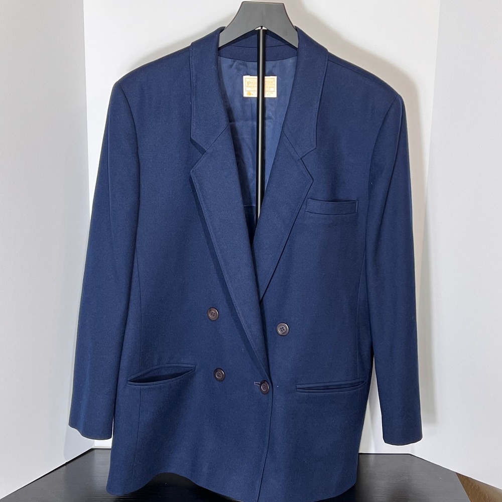 Pendleton Men's Wool Blazer Jacket‎ Navy Blue 100% Virgin Wool Vintage USA Made